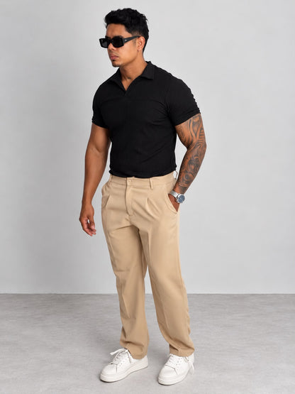 Pitbull Wear Camiseta Polo Rib Hombre Algodón Stretch Fit Ajustado