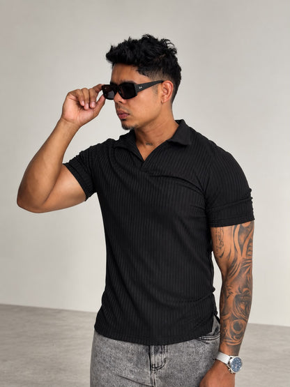 Pitbull Wear Camiseta Polo Rib Hombre Algodón Stretch Fit Ajustado