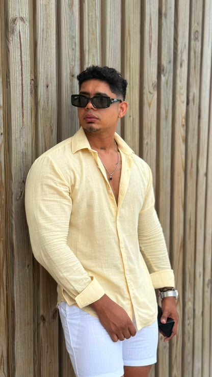 Camisa Lino Manga Larga